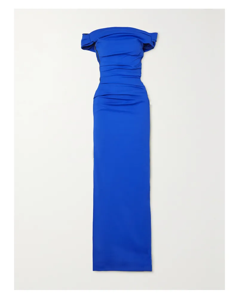 Maticevski Assertion Schulterfreie Robe Aus Stretch-crêpe Mit Raffungen - Blau Blau