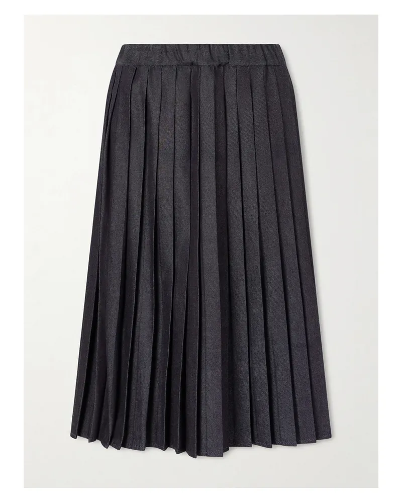 Jil Sander Pleated Denim Midi Skirt - Blue Blue