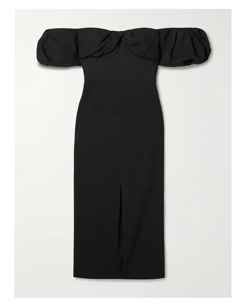 Isabel Marant Darlena Trägerloses Midikleid Aus Einer Hanfmischung Mit Raffungen - Schwarz Schwarz