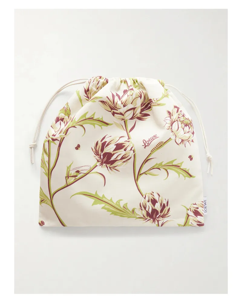 Loewe Floral-print Twill Drawstring Pouch - Neutrals Neutrals