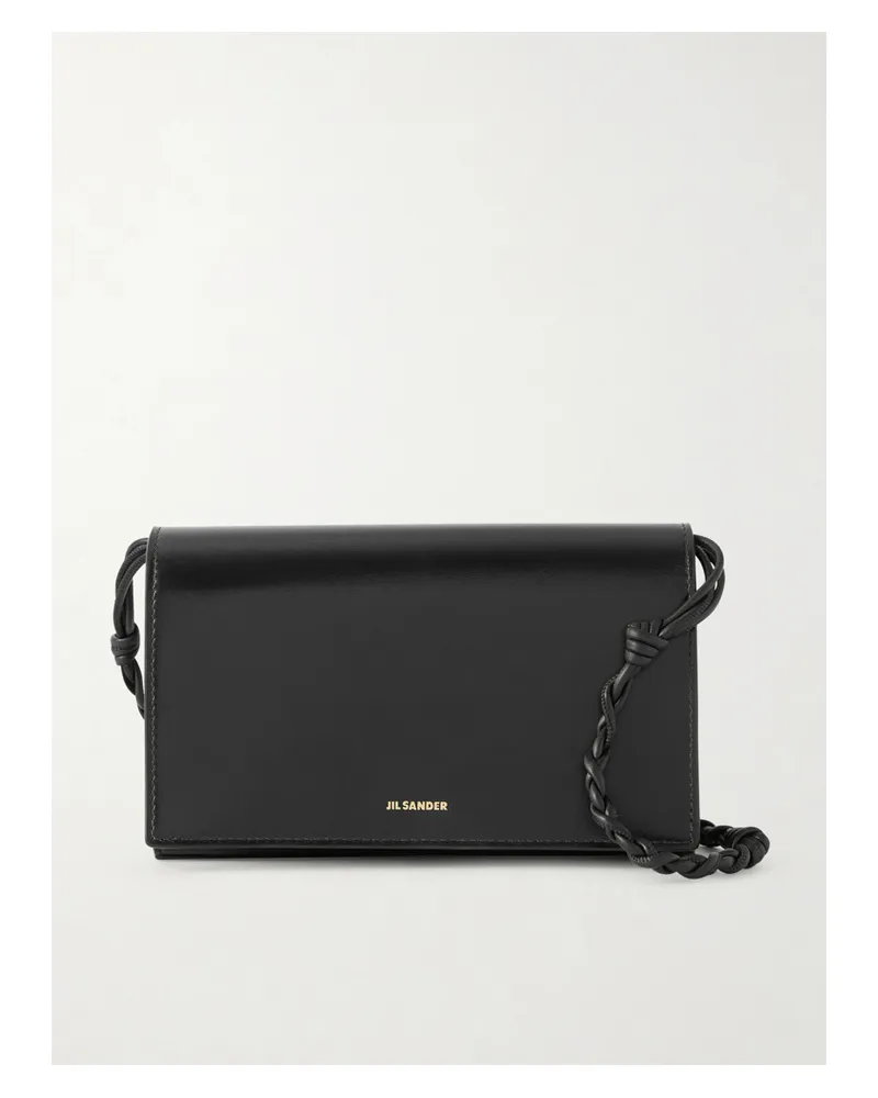 Jil Sander Tangle Leather Shoulder Bag - Black Black
