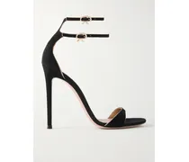 110 Sandalen Aus Veloursleder Mit Metallic-lederbesätzen - Schwarz