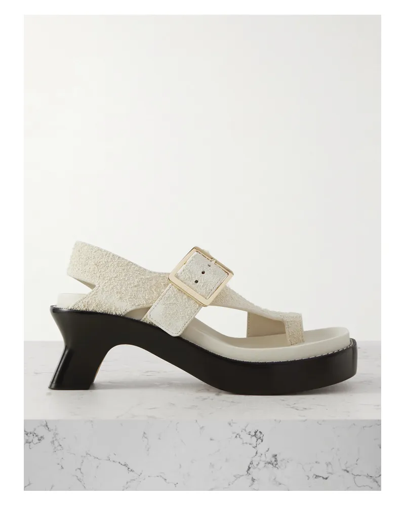 Loewe Ease Sandalen Aus Gebürstetem Veloursleder - Weiß Weiß