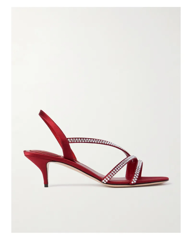 Valentino Garavani Dans Le Foyer 55 Slingback-sandalen Aus Satin Mit Kristallen - Rot Rot