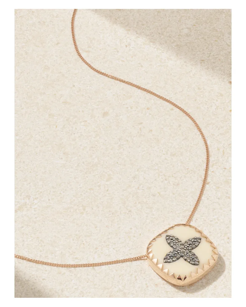 Pascale Monvoisin Bowie 14 And 9-karat Gold, Resin And Diamond Necklace - Cream Cream