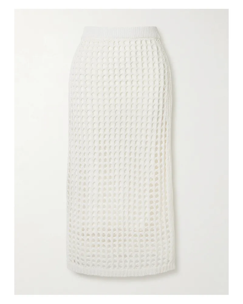 Max Mara Crocheted Cotton Midi Skirt - White White