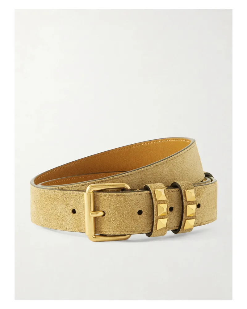 Valentino Garavani Embellished Suede Belt - Neutrals Neutrals