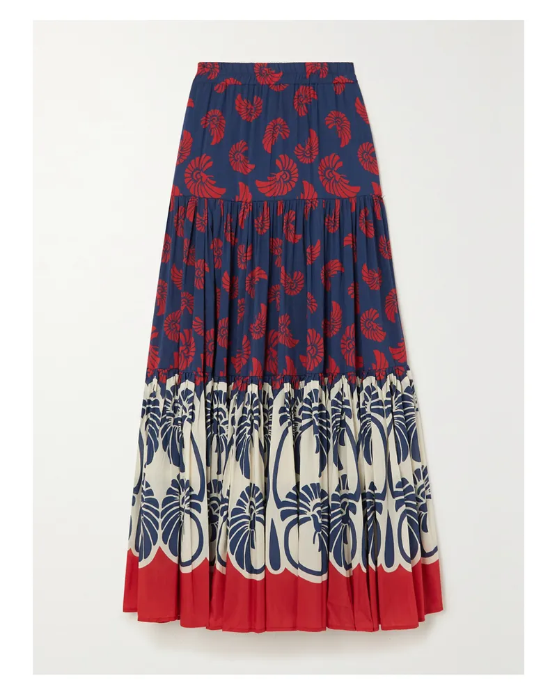La DoubleJ Maxirock Aus Einer Bedruckten Baumwoll-seidenmischung - Blau Blau