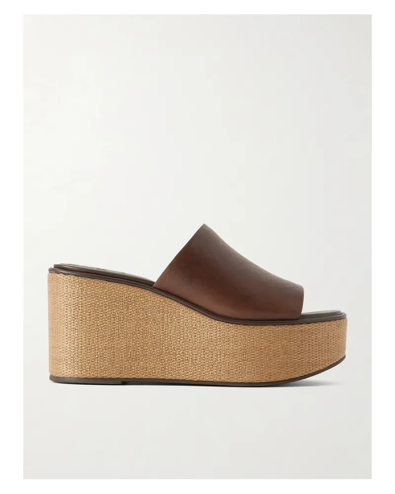 Brunello Cucinelli Leather Platform Sandals - Brown Brown