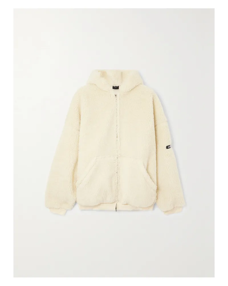 Balenciaga Oversized Hooded Faux Shearling Jacket - Ivory Ivory