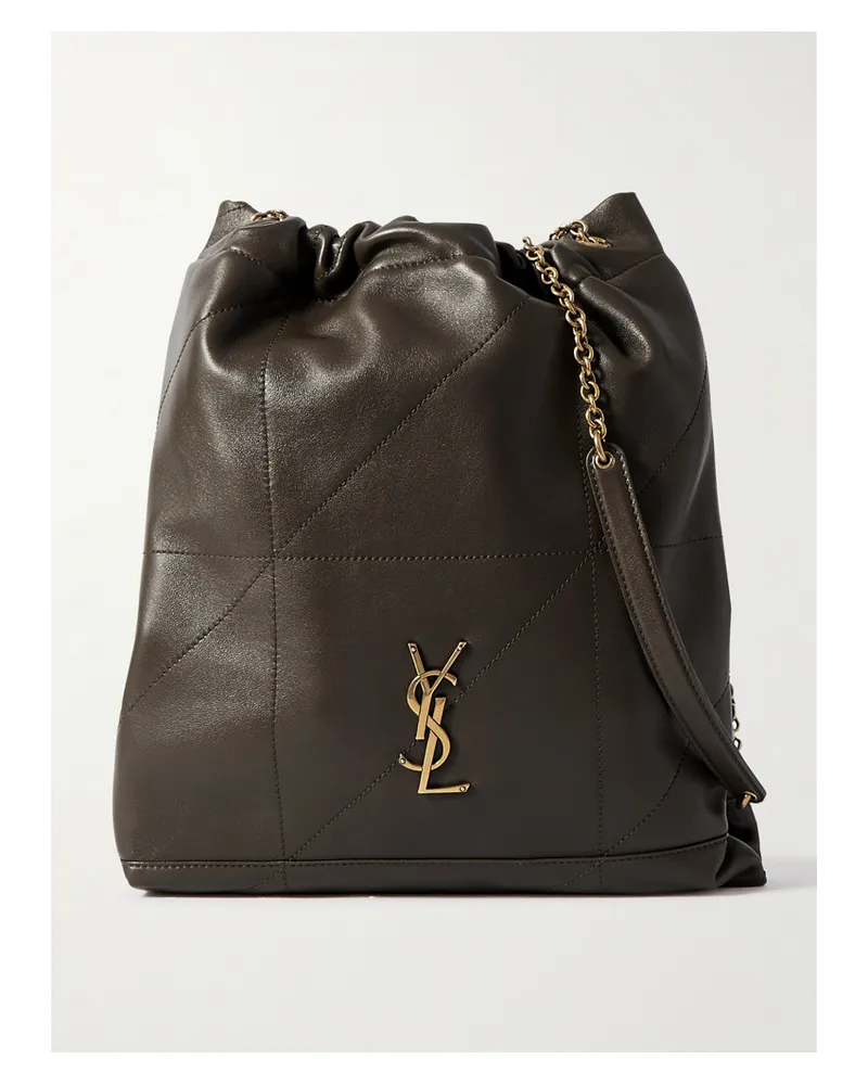 Saint Laurent Jamie Embellished Leather Shoulder Bag - Green Green