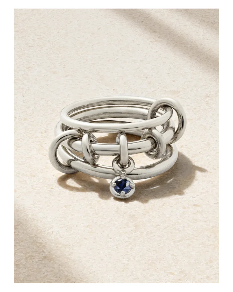 Spinelli Kilcollin Piera Set Of Three Sterling Silver Sapphire Rings Silver