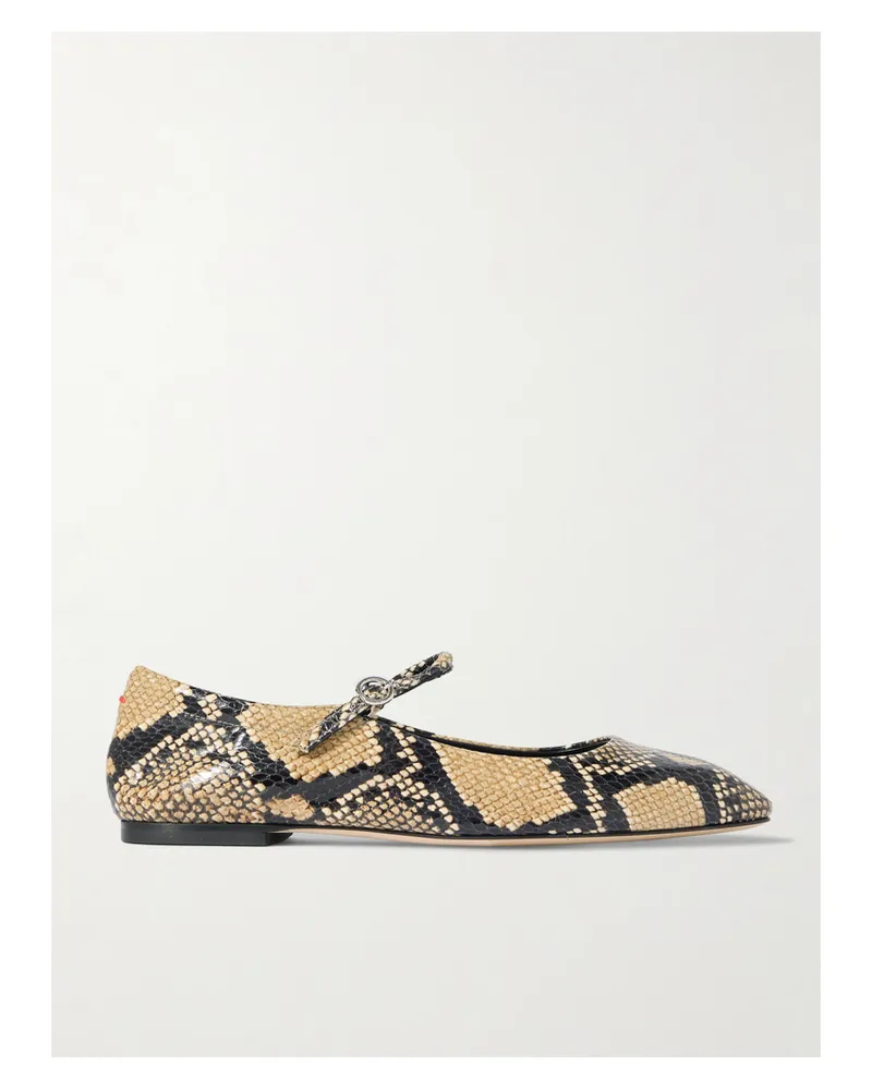 aeyde Uma Snake-effect Leather Mary Jane Ballet Flats - Animal Print Animal