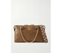 Panthea Medium Embellished Leather Shoulder Bag - Brown