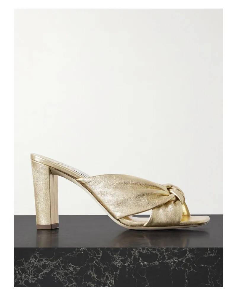 Jimmy Choo Coco Mules Aus Metallic-leder Mit Knoten - Gold Gold