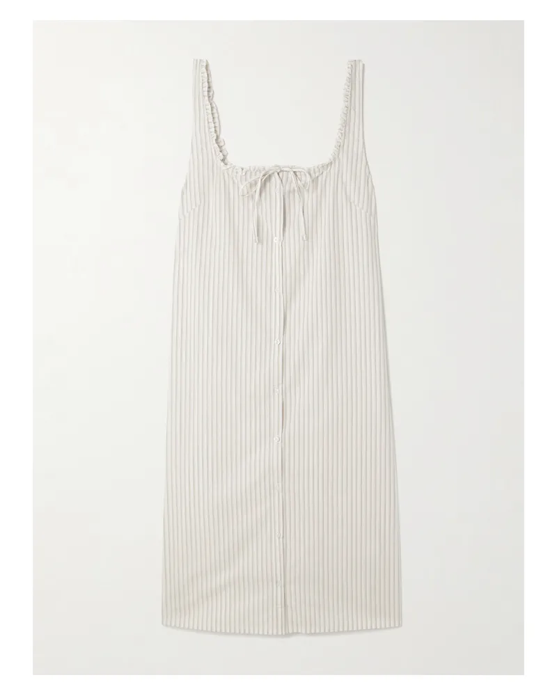 Deiji Studios Ruffled Striped Organic Cotton-poplin Dress - White White