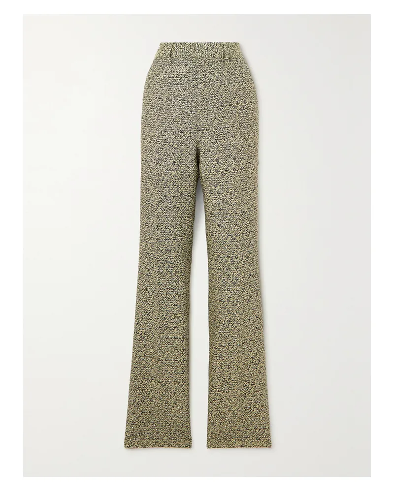 Alessandra Rich Hose Mit Geradem Bein Aus Kariertem Tweed Aus Einer Baumwollmischung Mit Pailletten - Gelb Gelb