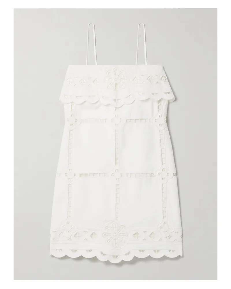 Isabel Marant Parvedy Minikleid Aus Baumwollpopeline Mit Lochstickerei - Weiß Weiß