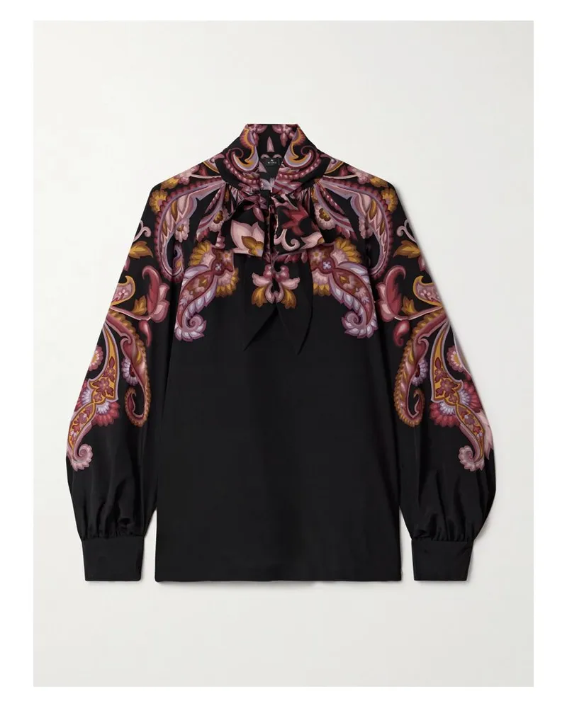 Etro Schluppenbluse Aus Seide Mit Paisley-motiven - Schwarz Schwarz