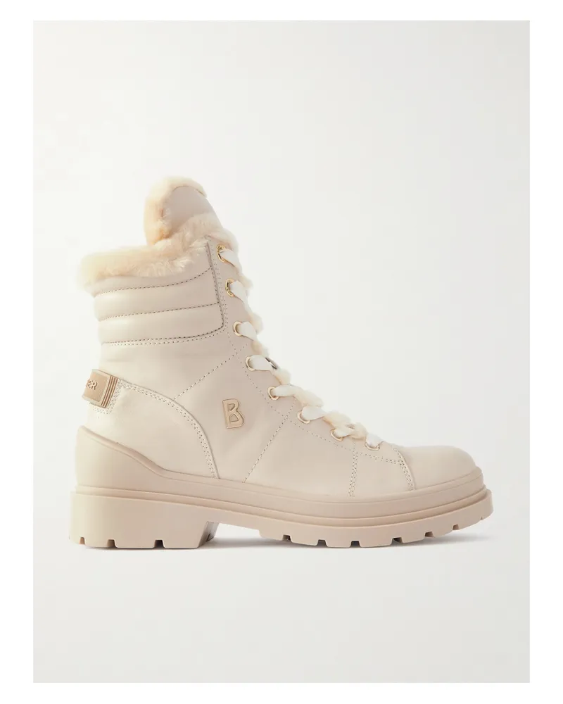 Bogner St. Moritz Embellished Shearling-lined Leather Ankle Boots - Neutrals Neutrals