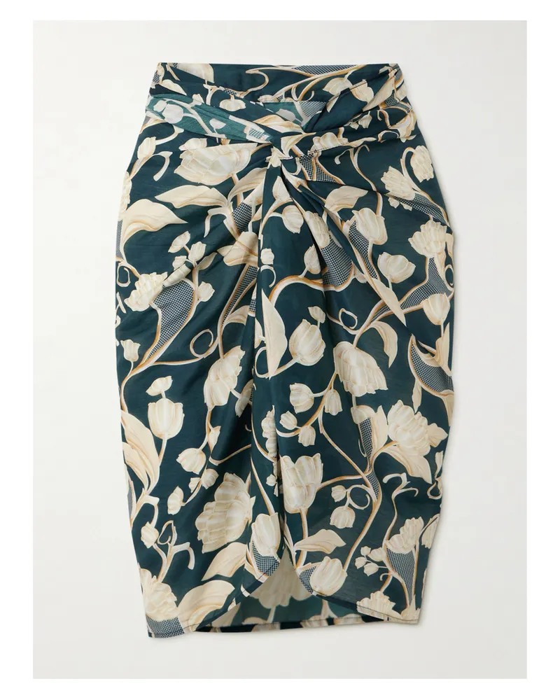 AGUA BENDITA Net Sustain Emelina Pareo Aus Einer Baumwoll-seidenmischung Mit Blumenprint - Blau Blau