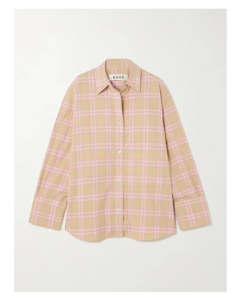 Róhe Oversized-hemd Aus Kariertem Baumwollflanell - Pink Pink