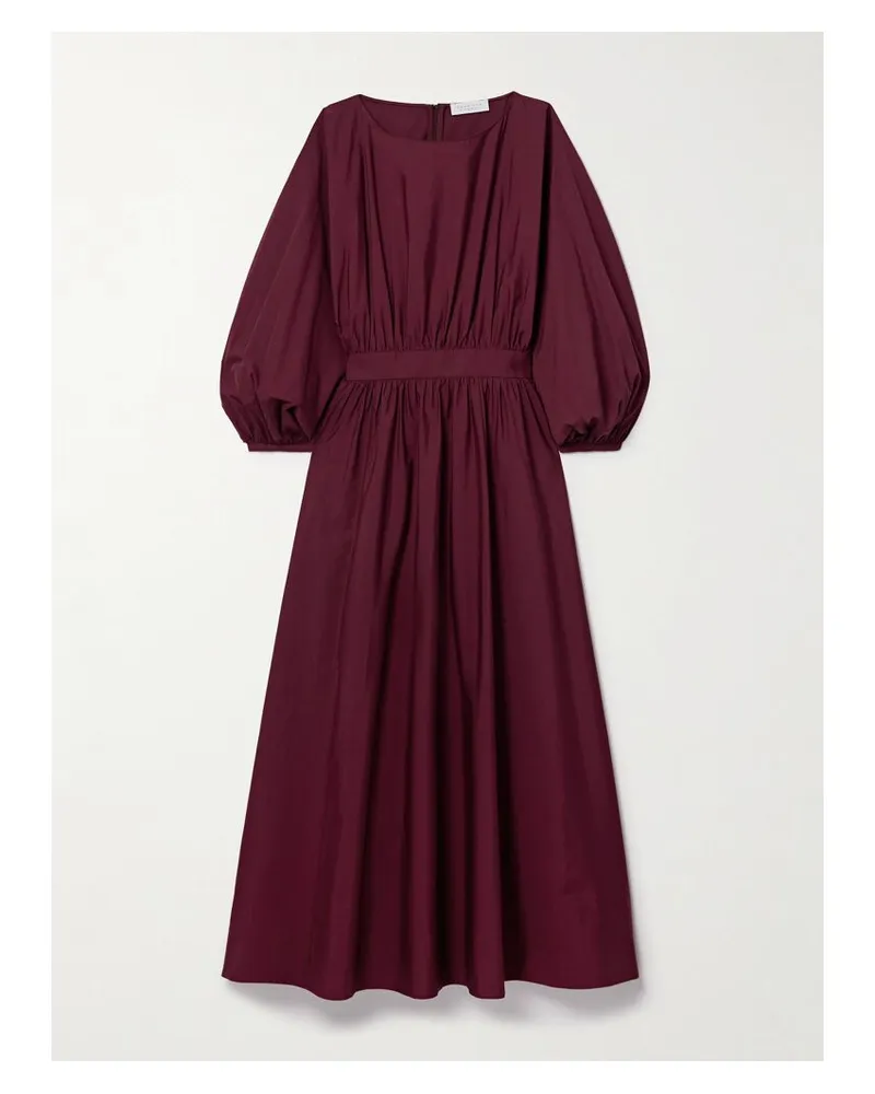 Gabriela Hearst Ahmose Midikleid Aus Geraffter Baumwollpopeline - Burgunder Burgunder