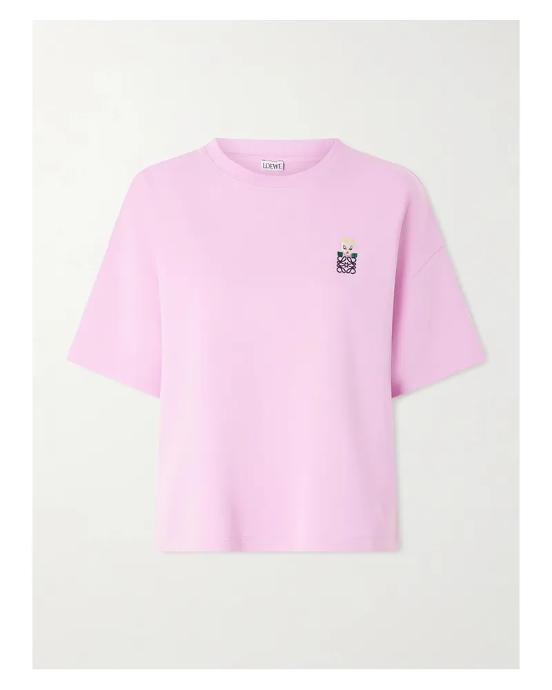 Loewe Louis Wain T-shirt Aus Baumwoll-jersey Mit Stickereien - Pink Pink