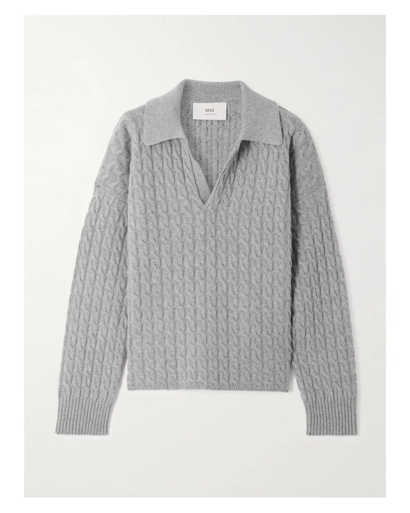 AMI Paris Matis Zopfstrickpullover Aus Einer Woll-kaschmirmischung - Grau Grau
