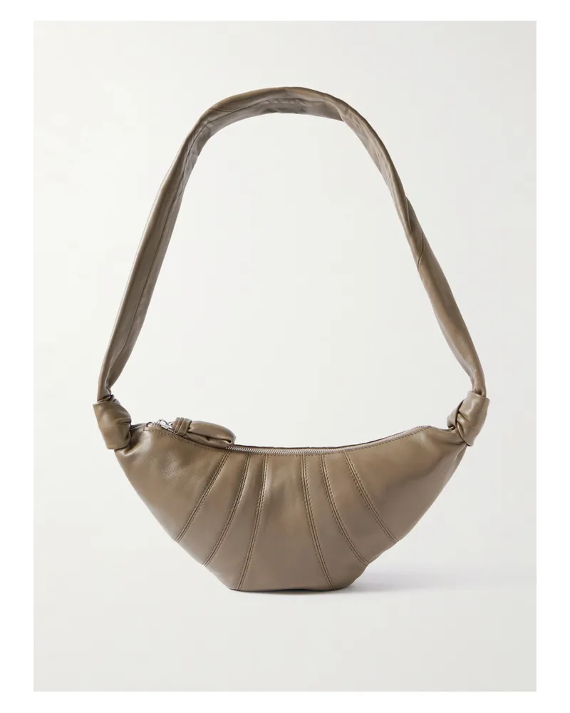 Christophe Lemaire Croissant Small Paneled Leather Shoulder Bag - Green Green