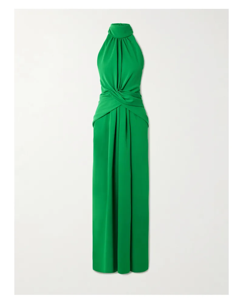 Johanna Ortiz Excepionalidad Maxikleid Aus Seiden-crêpe Mit Stehkragen, Cut-outs Und Raffungen - Grün Grün