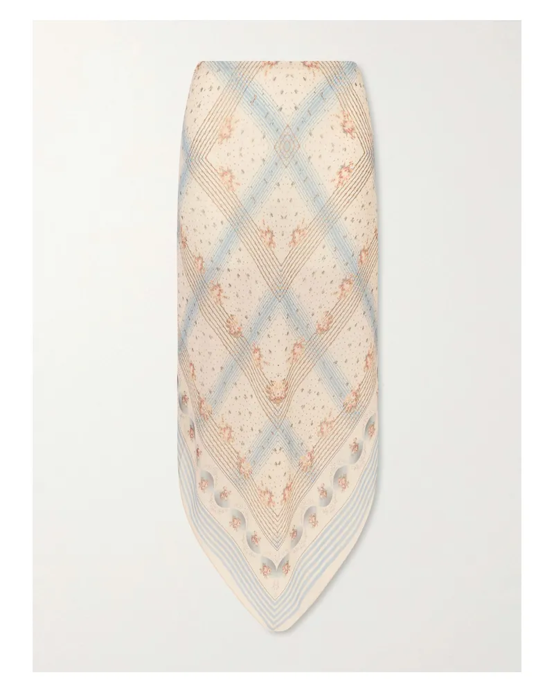 Anna Sui Printed Chiffon Midi Skirt - Blue Blue