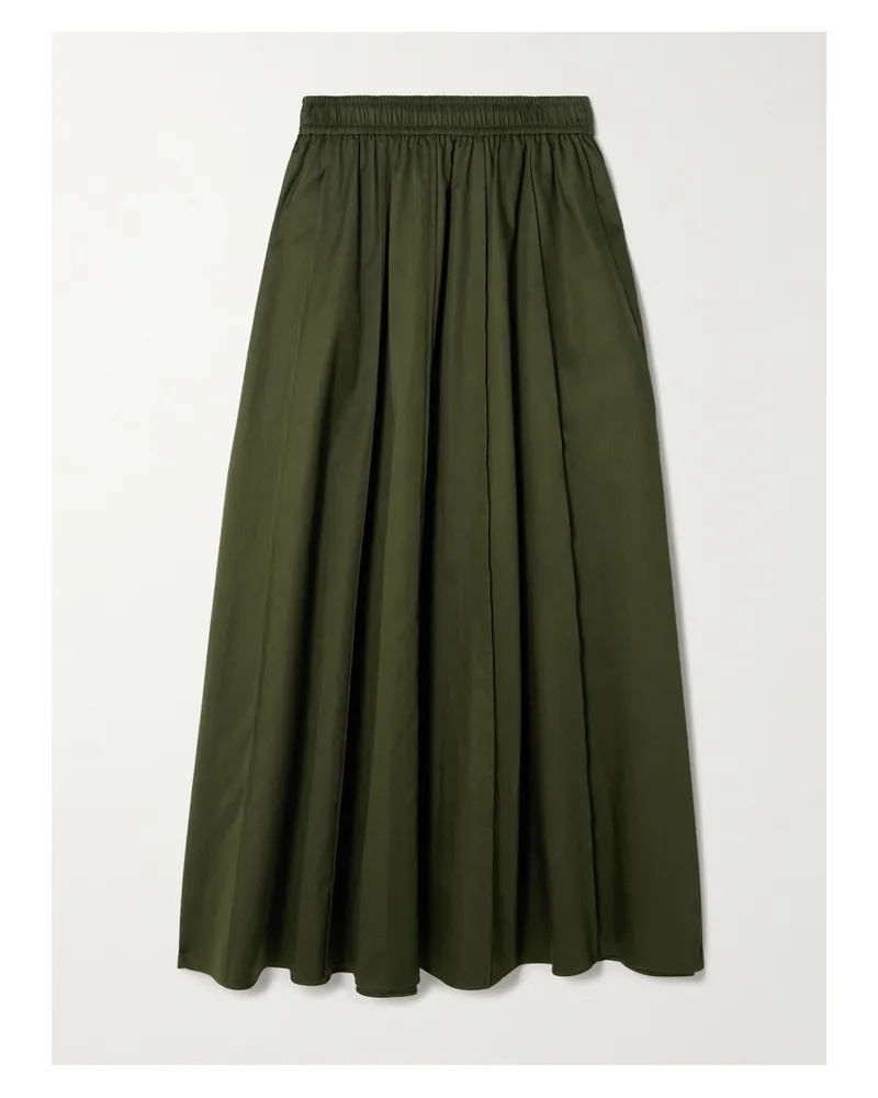 Joseph Manar Pleated Cotton-sateen Midi Skirt - Green Green