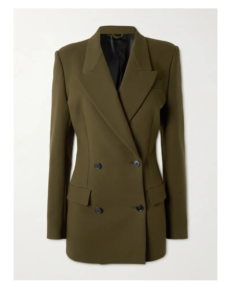 Alaïa Doppelreihiger Blazer Aus Baumwoll-twill - Grün Grün