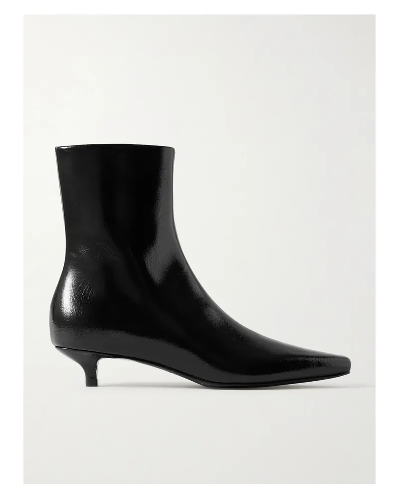 Totême Glossed-leather Ankle Boots - Black Black