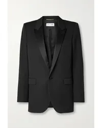 Saint Laurent Tube Blazer aus Grain De Poudre aus Wolle Schwarz