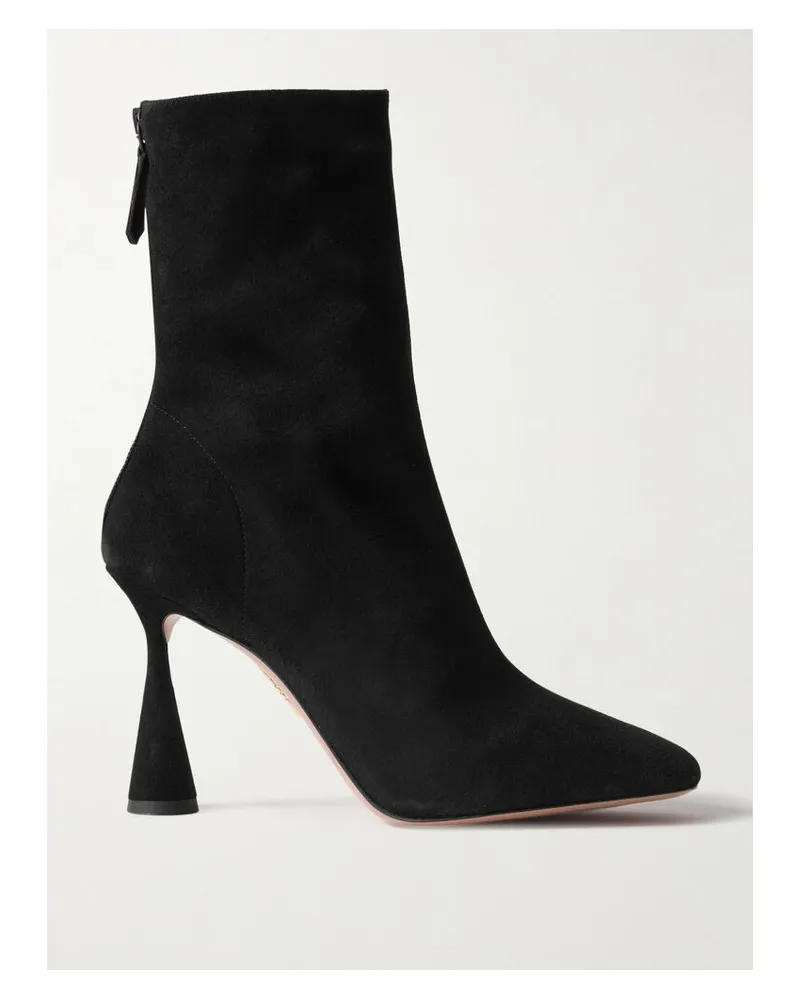 Aquazzura Amore 95 Stiefel Aus Veloursleder - Schwarz Schwarz