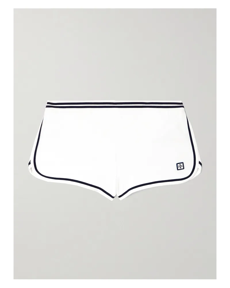 Tory Sport Tennis-shorts Aus Stretch-piqué Mit Streifen - Weiß Weiß