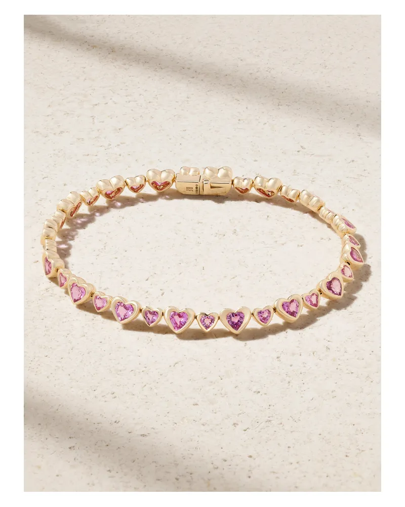 Roxanne First Mini Heart 2 Heart Armreif Aus 14 Karat Gold Mit Saphiren - Pink Pink