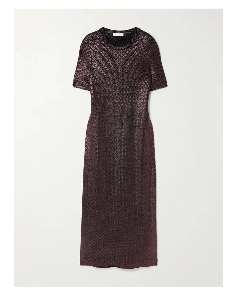 Paco Rabanne Metallic Jacquard-knit Maxi Dress - Purple Purple