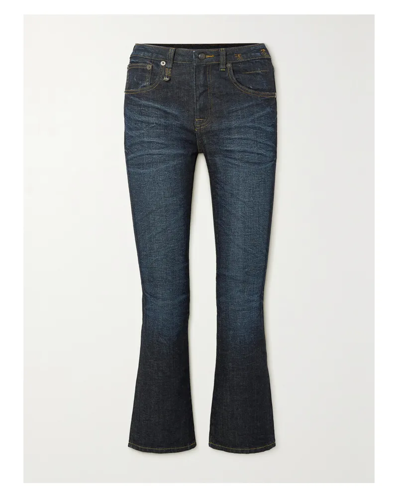 R13 Kick Fit Verkürzte, Hoch Sitzende Schlagjeans - Blau Blau