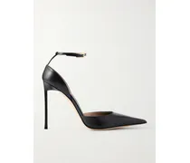 Pointed-toe Matte Leather Pumps - Black