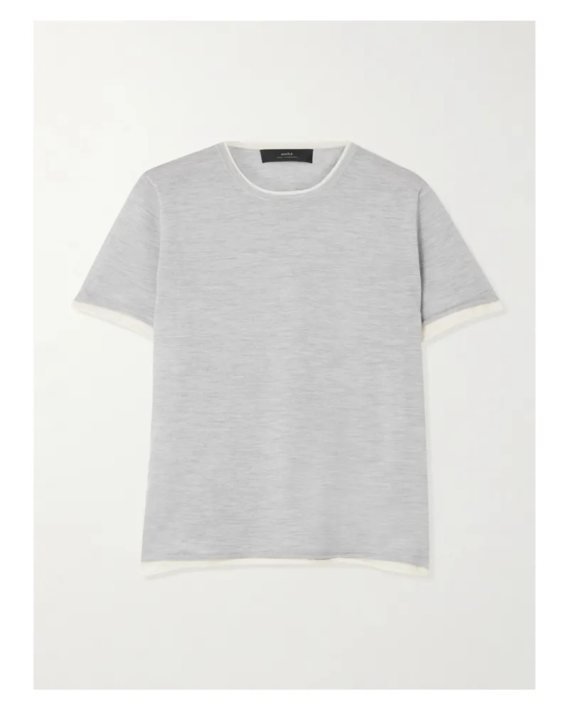 arch4 Selcombe Layered Two-tone Organic Cashmere Top - Gray Gray