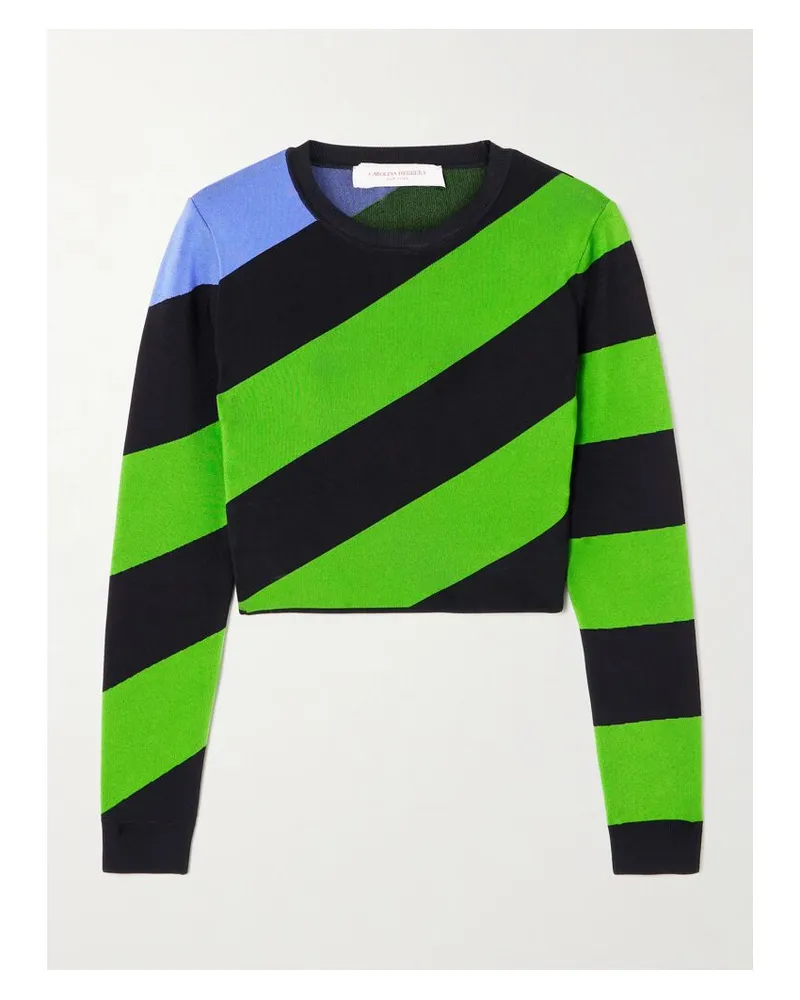 Carolina Herrera New York Verkürzter Strickpullover Mit Streifen - Grün Grün
