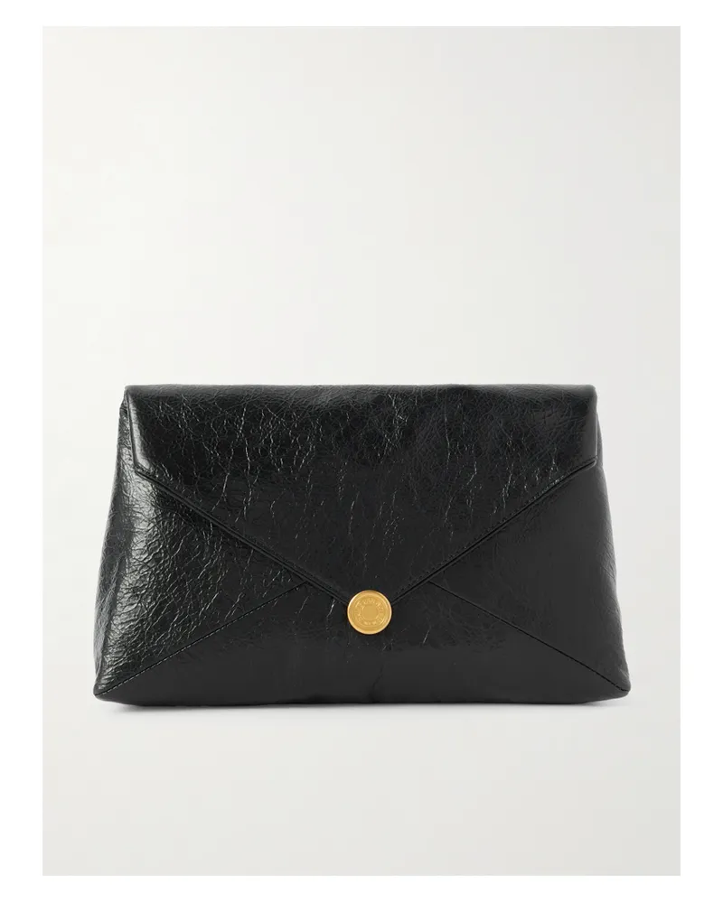 Dries van Noten Mittelgroße Clutch Aus Strukturiertem Leder - Schwarz Schwarz