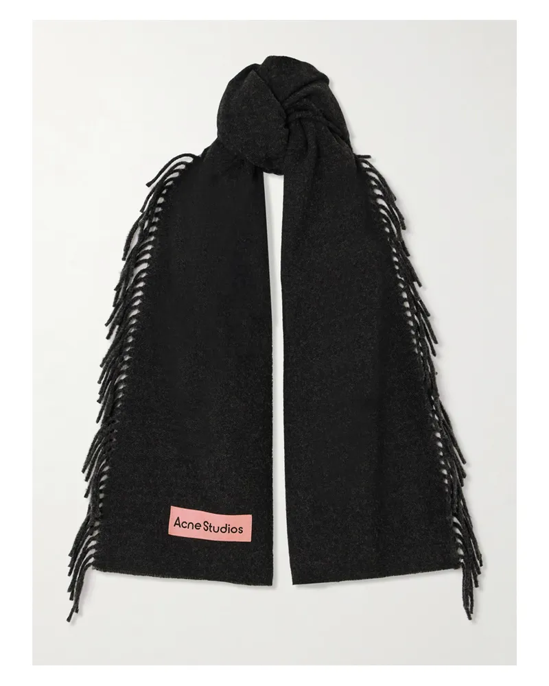 Acne Studios Wollschal Mit Fransen - Schwarz Schwarz