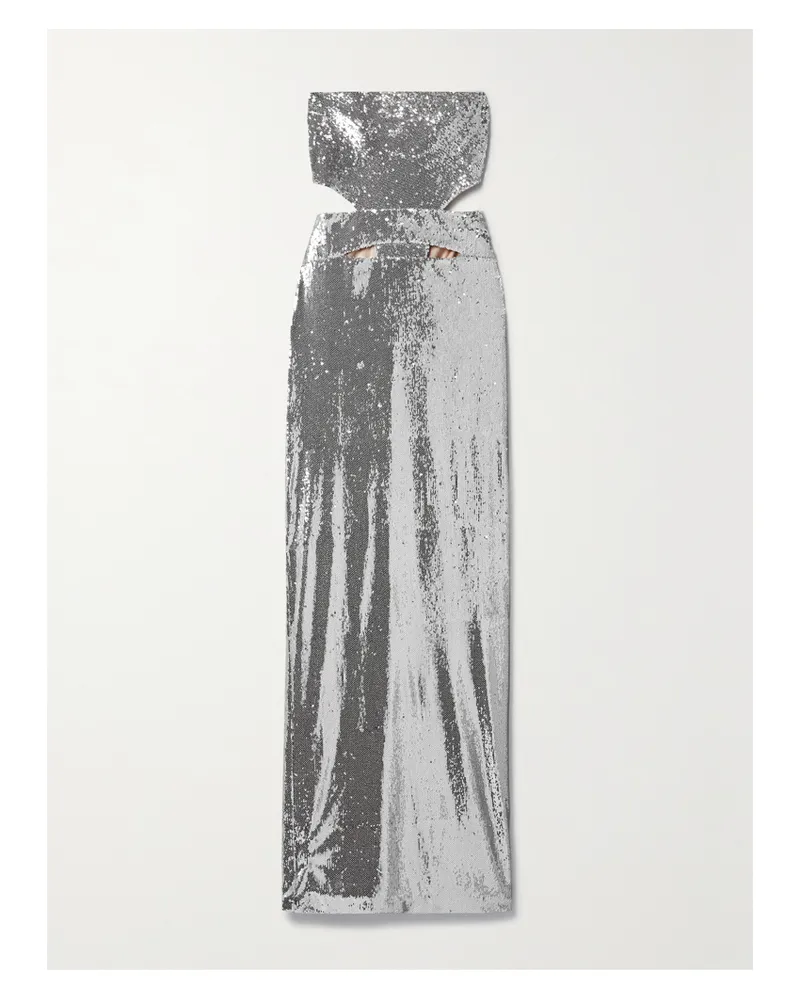 ET OCHS Ava Trägerlose Robe Aus Satin Mit Pailletten Und Cut-outs - Silber Silber