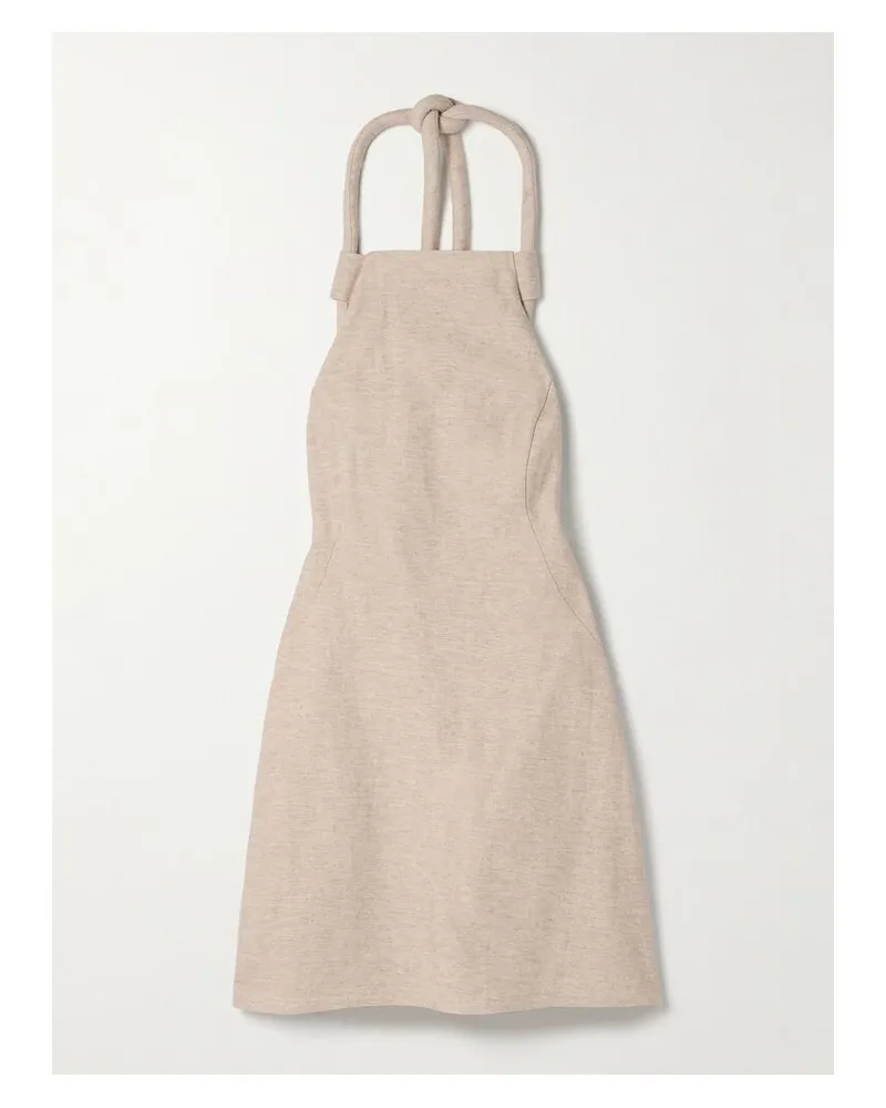 Cult Gaia Lenis Neckholder-minikleid Aus Einer Baumwoll-leinenmischung - Neutral Neutral