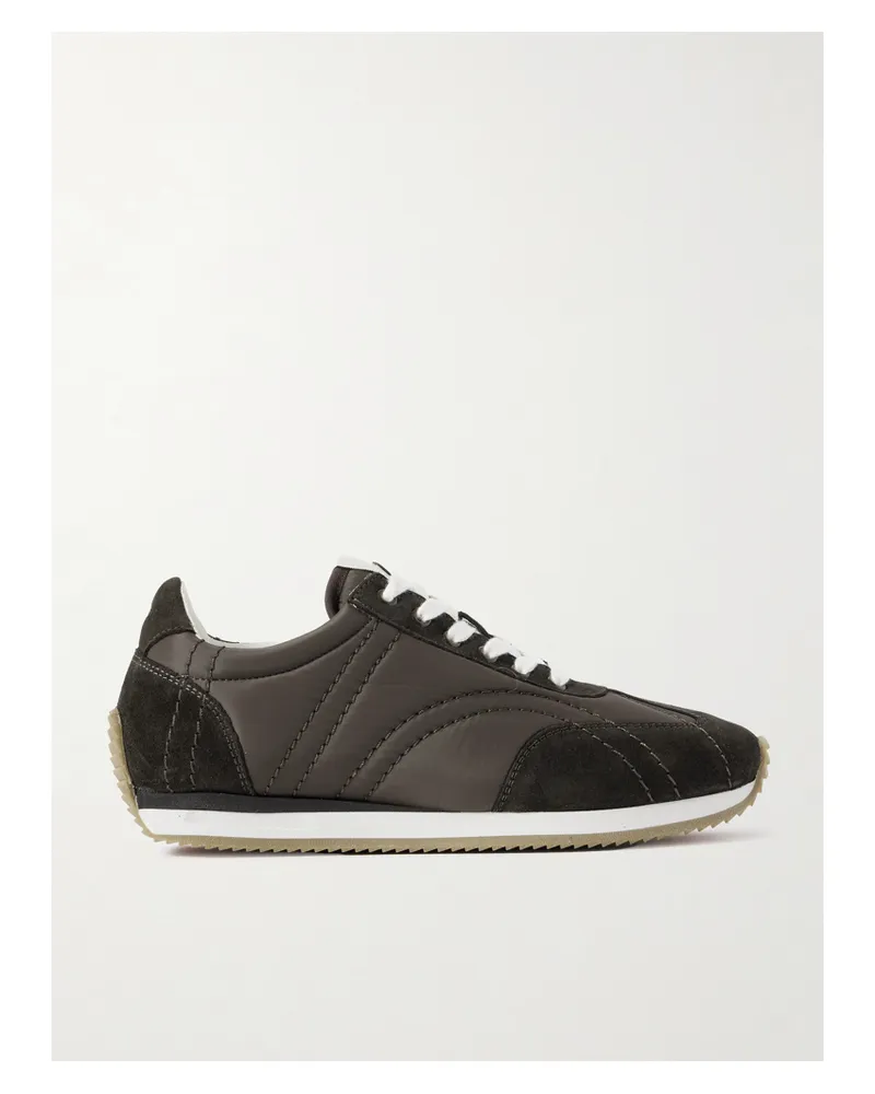 Totême The Sport Suede And Shell Sneakers - Brown Brown