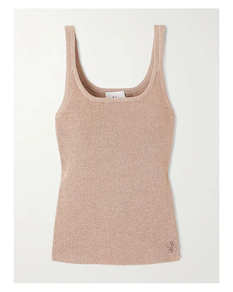 Aje. Breeze Tanktop Aus Rippstrick In Metallic-optik - Roségold Roségold